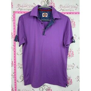 JERMYN & BOND shirt Men's Purple Polo with Patterned trim